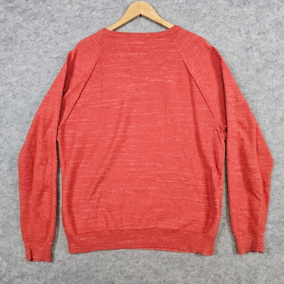 J Crew Men's Heathered Orange Crewneck Sweater Size L 100% Cotton Warm Winter - Picture 9 of 9